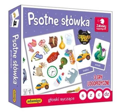 Psotne słówka - głoski syczące. Wydawca: Adamigo. SmakLiter.pl Opakowanie Psotne słówka - głoski syczące