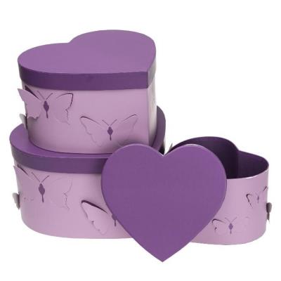 Opakowanie Pudełko Flower Box 3szt purpur serce ROZETTE