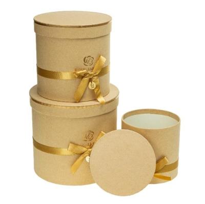 Opakowanie Pudełko Flower Box z kokardą 3szt beżowy ROZETTE