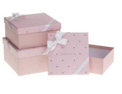 Opakowanie Pudełko kwadratowe z kokardą 3szt ROZETTE