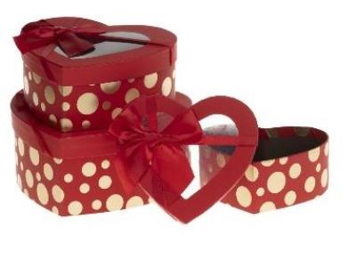 Opakowanie Pudełko ozdobne serce 3szt czerwone ROZETTE
