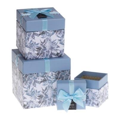 Opakowanie Pudełko prezentowe 3szt z kokardą Kwiaty