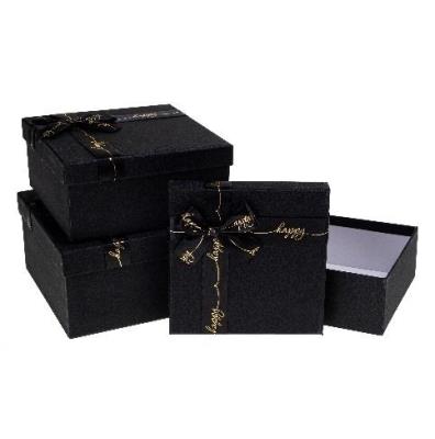 Opakowanie Pudełko prezentowe z kokardą 3szt czarny ROZETTE