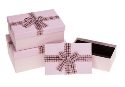 Opakowanie Pudełko prostokątne z kokardą 3szt mix ROZETTE