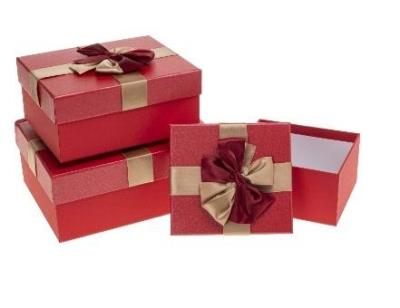 Opakowanie Pudełko prostokątne z kokardą 3szt mix ROZETTE