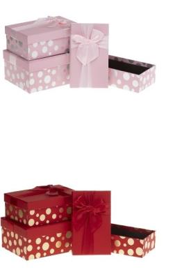Opakowanie Pudełko prostokątne z kokardą 3szt mix ROZETTE