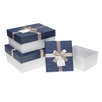 Opakowanie Pudełko prostokątne z kokardą 3szt nieb ROZETTE