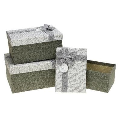 Opakowanie Pudełko prostokątne z kokardą 3szt szary ROZETTE