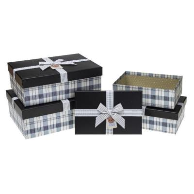 Opakowanie Pudełko prostokątne z kokardą 4szt krata ROZETTE