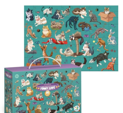 Puzzle 100 Funny Cats. Wydawca: Dodo. SmakLiter.pl Opakowanie Puzzle 100 Funny Cats
