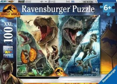 Puzzle 100 Jurassic World Dominion XXL. Wydawca: Ravensburger. SmakLiter.pl Opakowanie Puzzle 100 Jurassic World Dominion XXL