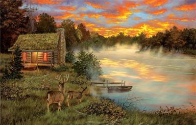 Opakowanie Puzzle 1000 Piękna chatka nad jeziorem