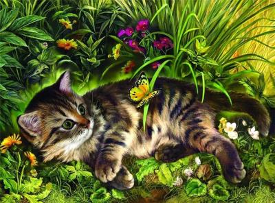 Opakowanie Puzzle 1000 Zabawa kotka w ogrodzie