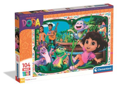 Puzzle 104 Maxi Super kolor Dora 25076. Wydawca: Clementoni. SmakLiter.pl Opakowanie Puzzle 104 Maxi Super kolor Dora 25076