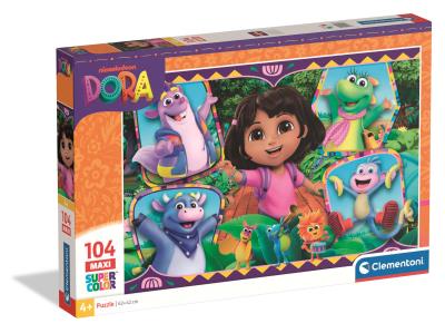 Puzzle 104 Maxi Super kolor Dora 25077. Wydawca: Clementoni. SmakLiter.pl Opakowanie Puzzle 104 Maxi Super kolor Dora 25077