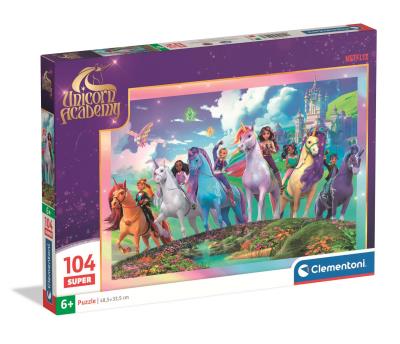 Puzzle 104 Super Unicorn Academy 25098. Wydawca: Clementoni. SmakLiter.pl Opakowanie Puzzle 104 Super Unicorn Academy 25098