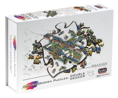 Opakowanie Puzzle 112 drewniane kolorowe Dwupłatowiec