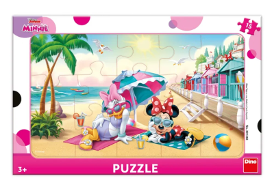 Puzzle 15 ramkowe Myszka Minnie Na plaży. Wydawca: Dino Toys. SmakLiter.pl Opakowanie Puzzle 15 ramkowe Myszka Minnie Na plaży
