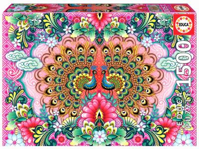 Opakowanie Puzzle 1500 Kolorowe Pawie Catalina Estrada 112820
