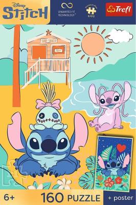Opakowanie Puzzle 160 Stitch na fali + plakat TREFL