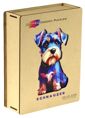 Opakowanie Puzzle 200 drewniane kolorowe Pies Sznaucer