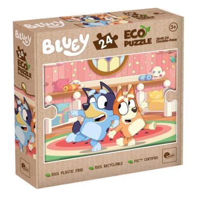 Puzzle 24 Bluey Eko dwustronne. Wydawca: Lisciani. SmakLiter.pl Opakowanie Puzzle 24 Bluey Eko dwustronne