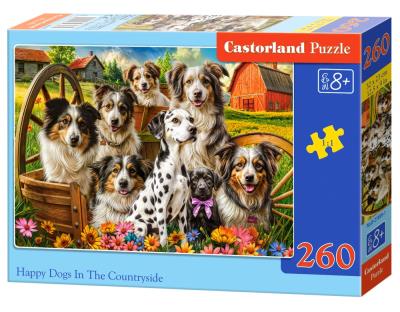 Puzzle 260 Happy Dogs In The Countryside CASTOR. Wydawca: Castorland. SmakLiter.pl Opakowanie Puzzle 260 Happy Dogs In The Countryside CASTOR