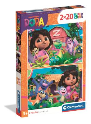 Puzzle 2x20 Super kolor Dora 24827. Wydawca: Clementoni. SmakLiter.pl Opakowanie Puzzle 2x20 Super kolor Dora 24827
