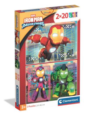 Puzzle 2x20 Super kolor Iron Man and His Awesome friends 24828. Wydawca: Clementoni. SmakLiter.pl Opakowanie Puzzle 2x20 Super kolor Iron Man and His Awesome friends 24828