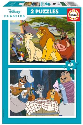 Opakowanie Puzzle 2x48 Król Lew Zakochany kundel