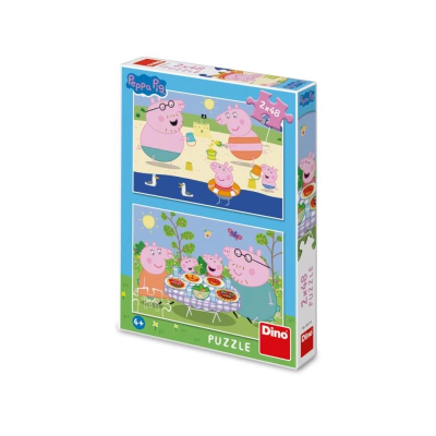 Puzzle 2x48 Świnka Peppa na wakacjach. Wydawca: Dino Toys. SmakLiter.pl Opakowanie Puzzle 2x48 Świnka Peppa na wakacjach