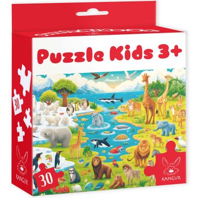 Puzzle 30 Kids Dzikie Zwierzęta 3+. Wydawca: Kangur. SmakLiter.pl Opakowanie Puzzle 30 Kids Dzikie Zwierzęta 3+