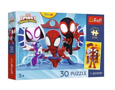 Opakowanie Puzzle 30 Spidey w akcji + plakat TREFL