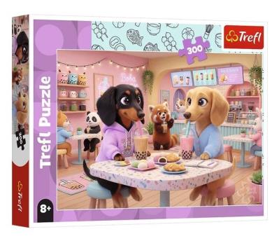 Opakowanie Puzzle 300 jamniki w kawiarni TREFL