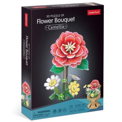 Puzzle 3D Bukiet kwiatów Kamelie. Wydawca: Cubic Fun. SmakLiter.pl Opakowanie Puzzle 3D Bukiet kwiatów Kamelie