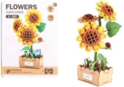 Opakowanie Puzzle 3D drewniane kwiaty słonecznik