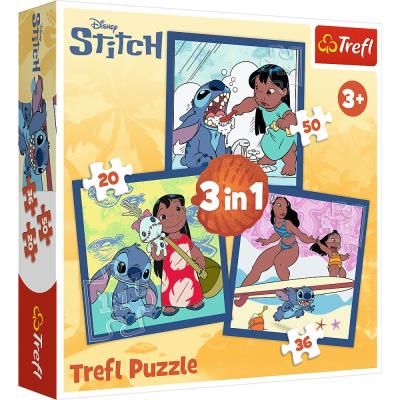 Puzzle 3w1 Czas ze Stitchem 34896. Wydawca: Trefl PAP. SmakLiter.pl Opakowanie Puzzle 3w1 Czas ze Stitchem 34896