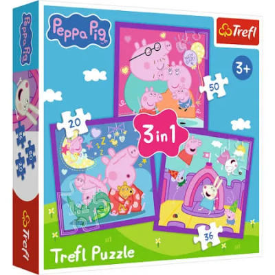 Puzzle 3w1 Zwyczaje świnki Peppy TREFL. Wydawca: Trefl. SmakLiter.pl Opakowanie Puzzle 3w1 Zwyczaje świnki Peppy TREFL