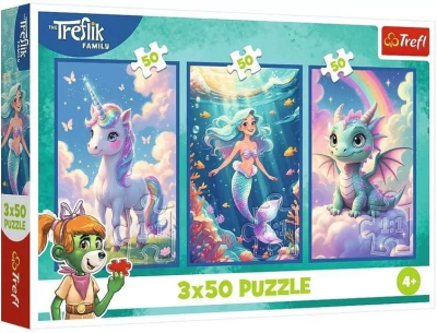 Puzzle 3x50 Razem w kolorowym świecie TREFL. Wydawca: Trefl. SmakLiter.pl Opakowanie Puzzle 3x50 Razem w kolorowym świecie TREFL