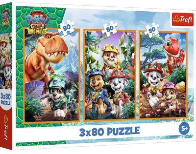 Opakowanie Puzzle 3x80 Bohaterowie dinozaurów TREFL