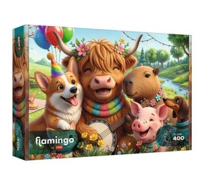 Opakowanie Puzzle 400 Flamingo - Urodzinowa ekipa TREFL