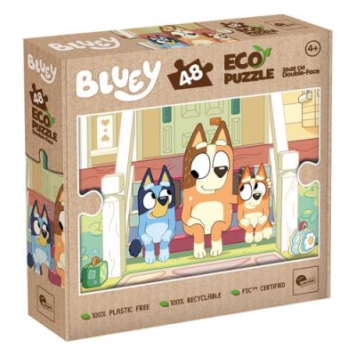 Puzzle 48 Bluey Eko dwustronne. Wydawca: Lisciani. SmakLiter.pl Opakowanie Puzzle 48 Bluey Eko dwustronne