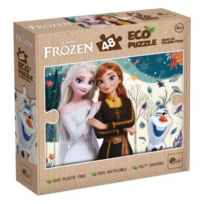 Puzzle 48 Frozen Eko dwustronne. Wydawca: Lisciani. SmakLiter.pl Opakowanie Puzzle 48 Frozen Eko dwustronne