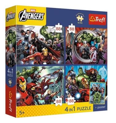 Opakowanie Puzzle 4w1 Avengers + plakat TREFL