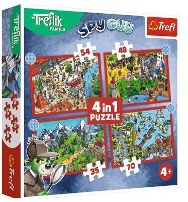 Opakowanie Puzzle 4w1 Podróże Treflików TREFL