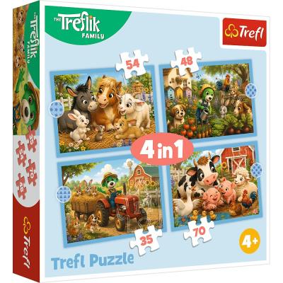 Opakowanie Puzzle 4w1 Rodzina Treflików Rodzinny spacer TREFL