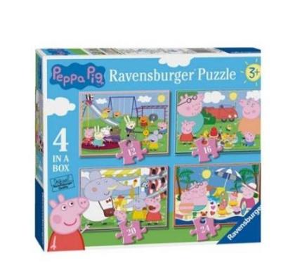 Puzzle 4w1 Świnka Peppa. Wydawca: Ravensburger. SmakLiter.pl Opakowanie Puzzle 4w1 Świnka Peppa
