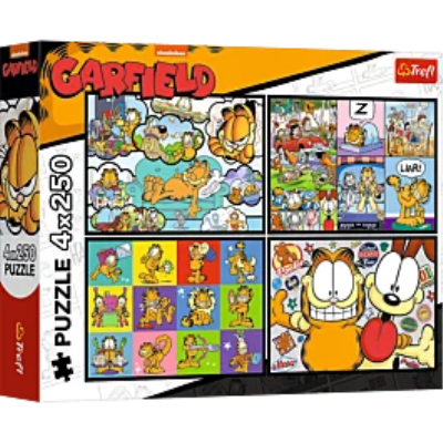 Opakowanie Puzzle 4x250 Garfield nie lubi poniedziałków TREFL