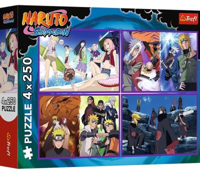Opakowanie Puzzle 4x250 Przygody Naruto Uzumaki TREFL
