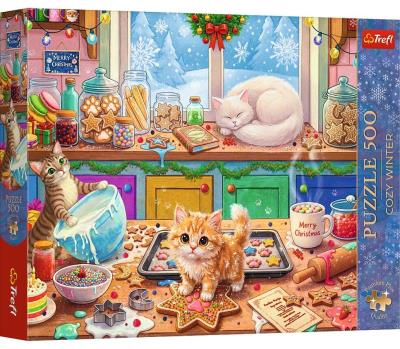 Opakowanie Puzzle 500 Cozy Winter: Świąteczne kotki TREFL